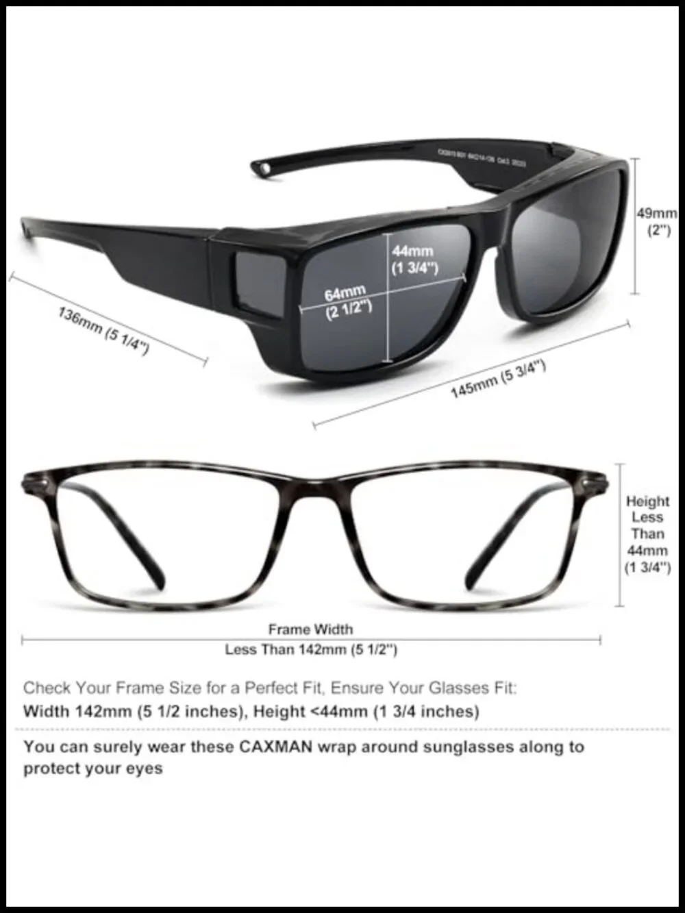 Polarized Wrap-Around Fit Over Sunglasses w/Side Shields, UV Protection,